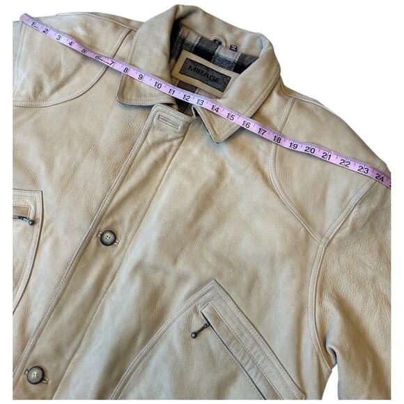 NWOT Mirage Men’s XXL Brushed Thick Creamy Tan Leather Field Coat, Barn Jacket - Picture 11 of 16